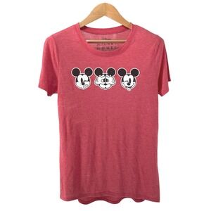 Disney Mickey Mouse Heather Red Graphic T-Shirt Three Expressions  XL *Read*